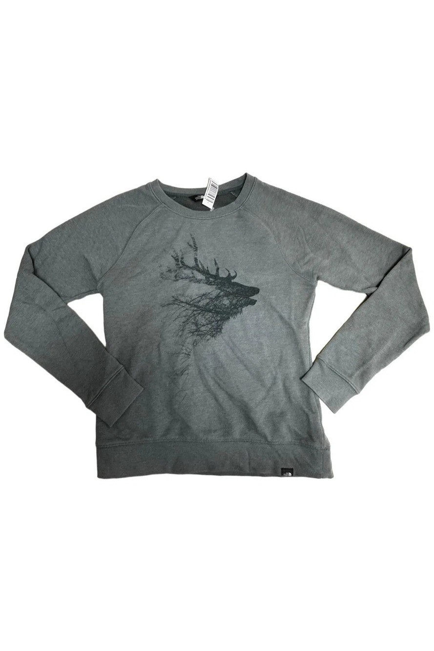 The North Face Women's French Terry Elk Crew Sweater Deep Nori Green - Regular